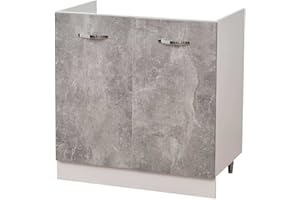 Shally Dogan Mobile Sottolavello per Cucina 2 Ante componibile Mobiletto base da 80 per lavello (80 x 50 x 85 cm, Grigio)