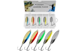 ‎THKFISH THKFISH 5 Stück Metall Fischköder, Blinker Angeln, Angelköder Set, Meerforellenblinker, Spoons Forelle, Pilker, Fischköder für Spinnfischen und Jiggen P01-YUER