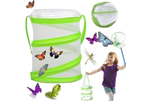 Norhogo Collapsible Bug Catcher Net, butterfly net, butterfly enclosure, butterfly nets for kids, Butterfly Habitat Cage for Kids Insects Catching, Small Portable Butterfly Bug Catcher Mesh Net, Green