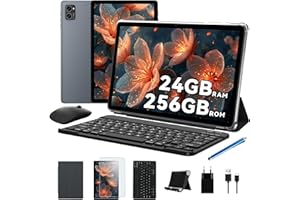 TABWEE Tablet con Teclado y Lapiz - 24 GB RAM+ 256 GB ROM(4 TB TF), Octa-Core, Android 15, Gemini AI, Tablet 10 Pulgadas, Widevine L1, 5000mAh, 8MP+5MP, Face ID, GPS