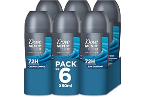 Dove Men+Care Advanced Clean Comfort Anti-Perspirant Roll On Deodorant med anti-luktteknologi & ¼ fuktgivande kräm för 72 timmars skydd mot svett och lukt 6 x 50 ml