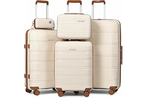 Joyway Set de Valises, 5 Pièces Ensemble de Valise Trolley de Voyage 20/24/28'', Bagages Cabine, avec Serrure TSA et Roues Multi-Angles Spinner, Inclus 1 Trousse de Toilette et 1 Sac Bandoulière