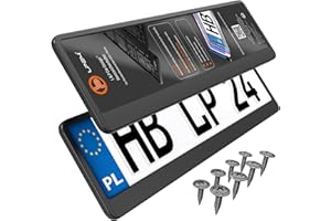 L & P CAR DESIGN 2x Uchwyt tablicy rejestracyjnej - trwały i bezpieczny - 8 śrub - czarny - 520x110 mm - Ramka do tablic rejestracyjnych - pasuje do każdego samochodu - dla polskich tablic PL - uniwersalne mocowanie