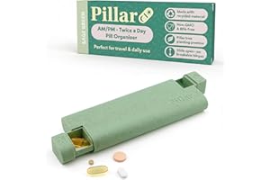 SEQUENCE Pillar AM/PM Pill Box Organiser Two Times a Day | Aesthetic 7 Day Tablet Organiser 2 Times A Day | Beautiful Weekly Pill Box for Day and Night Medication (Sage Green)