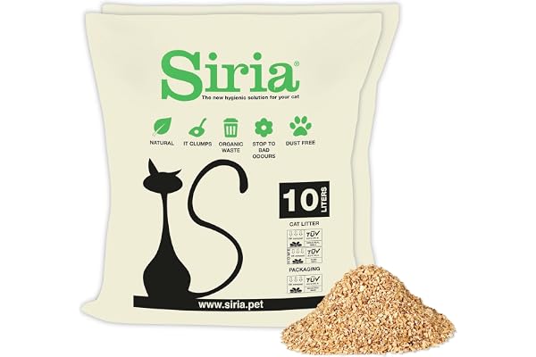Siria 20L-Litière pour Chats Végétale et Agglomérante-Lot 2 Sacs de 10 litres
