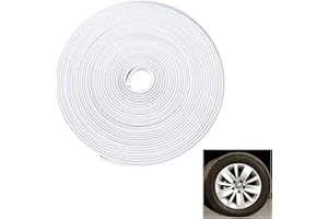 XLUMIO Car Wheel Rim Protector Decor Strip, 8m Alloy Rim Protectors Wheel Edge Trim Strip Tire Protection Ring Anti-Collision Strip Wheel Hub Anti-Scratch(Color:White)