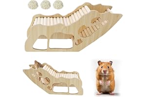 JRSHIRLEYLTD Holz Hamster Haus,Hamster Zubehör,Hamsterhaus Kletterleiter Hamster,Hamster Tunnel, Zwerghamster Zubehör,Den Käfig für Rennmäuse Ratten Meerschweinchen