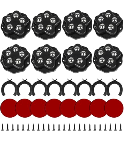 8 Rotelle Adesive Per Mobili - Ruote A 5 Sfere, 360°, Capacità 150kg, Nero - Foto 9