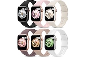AMSKY 6 Pièces Bracelet en Silicone Compatible avec Bracelet Apple Watch 40mm 44mm 46mm 45mm 42mm 41mm 38mm 49mm Femme Homme, Sport Bracelet Compatible avec iWatch SE Ultra Series 10 9 8 7 6 5 4 3 2 1