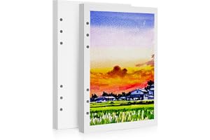 LIGHTWISH Vattenfärg pappersvark, 100 % bomull kallpress 600 gsm, 2-pack, totalt 24 ark A5-hålstansat utbytbart papper för ko