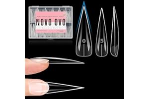 ‎NOVO OVO NOVO OVO Halloween XXL Straight Sharp Stiletto Natural Nail Tips Press on(nicht geformt), Normal dick extra lang Soak-Off-Softgel, Fake Nail Extension, Full Cover False Nägel für 12 Größen 240 Stück