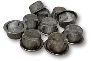 EKNA Lot de 10 tamis à billes - En acier inoxydable - Prédécoupés - 8 x 16 mm - Pour bong, pipe et plus encore