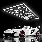 GAORUTO Hexagon LED Garage Ceiling Light, 672W 6500K Honeycomb Grids Linkable Shop Lights For Warehouse Workshop Gym Basement