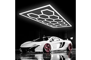 GAORUTO Plafoniera LED Esagonale per Garage, 5/14 Griglie a Nido D'ape Collegabili, Luci da Negozio per Magazzino, Officina, Palestra, Seminterrato, Autolavaggio 14 HEX
