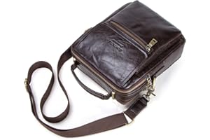 Contact's Bolso cruzado casual de cuero genuino para hombre, bolso de hombro de viaje, bolso de negocios para el trabajo y la escuela