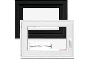 HOMMLER Fenêtre anthracite 50 x 60 cm double vitrage – Toutes les tailles Fenêtre en plastique (60 mm prof) – DIN L – Fenêtre de cave l x H : 500 x 600 mm Parfait pour la cave de maison, la fenêtre de garage