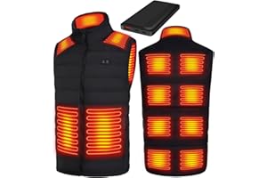 Cubovie Gilet Chauffant Avec Batterie Incluse, Veste Chauffante Homme, Électrique USB Vêtement de Chauffage avec 13 Zones de Chauffé 3 Températures Réglables Gilet