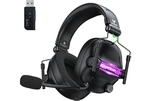 WESEARY Gaming Headset mit Mikrofon, 2,4 G kabelloses Gaming-Headset für PS5, PS4, PC, Switch, Mac, Faltbarer Surround Sound Noise Cancelling Kopfhörer mit LED Licht, Über 50 Stunden Akkulaufzeit