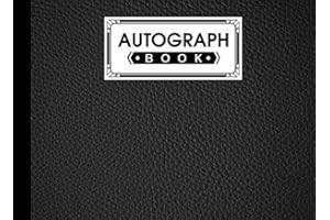 Autograph Book: Black Leather Print Cover | Autograph Book for Adults & Kids, 150 Blank Pages, Starlight Design, Keepsake, Size 8.25" x 6" By Aloisia Heinze