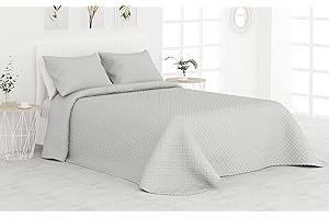 Liniva Home Colcha Bouti Termosellada para Verano y Entretiempo. 100% Microfibra - Modelo Vejer. Colcha Cubre Cama Multiusos. Incluye Dos Fundas de cojín. Cama 150/160-250x265cm Gris Claro
