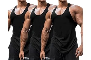 Babioboa Men's 3 Pack Gym Workout Tank Tops Y-Back Muscle Tee Stringer Bodybuilding Sleeveless T-Shirts