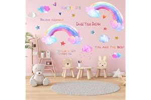 KAMEUN Rainbow Wall Decals Stickers for Girls Room, Colorful Rainbow Window Stickers,Removable DIY Rainbow Window Decals for Girls Bedroom Nursery Kids Room Home Decoration