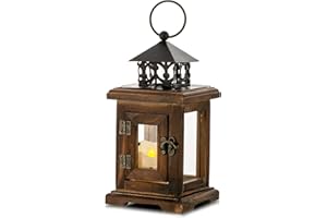 Romadedi Farolillos para Velas Madera - Vintage Faroles 23cm Portavelas Decoración Candelabro Rustica Decorativas Navidad para Mesa Hogar Jardin Bodas, Marrón