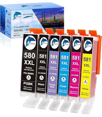 Original Canon Setup Druckerpatronen PGI-580/CLI-581 Mit Photoblue – Bundle Mit 12 Patronen + 25 Blatt Fotopapier Für Pixma TS8350, TS9150 Uvm.