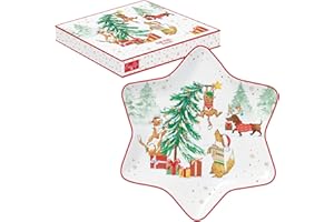 EASY LIFE PLAT EN FORME ETOILE D22,5 CM EN PORCELAINE EN BOITE CADEAU CHRISTMAS GANG