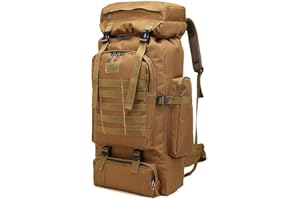 Kabxhueo Grand sac a dos randonnee homme femme, 80L etanche sac a dos militaire armée, sac de survie complet catastrophe 72h, sacs et sac à dos de randonnée pour voyage peche sports et plein air