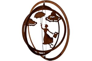 ‎STORM'S GARTENZAUBEREIEN Windspiel schwebende Mary - hängende Gartendeko aus Metall in Edelrostoptik 24cm Durchmesser für Balkon und Garten