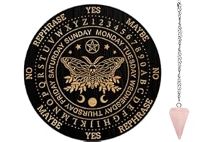 AHANDMAKER Ensemble de Planches à Pendule, Tableau de Divination de Radiesthésie Tableau de Message Métaphysique avec Collier de Pendule en Cristal pour Fournitures D'Autel de Sorcellerie, Crâne