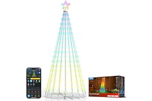 Govee Christmas Cone Tree Lights, 1,82 m 316 LED Luci a Catena RGBIC con Controllo Tramite APP Intelligente, 82+ Modalità Scena, Impermeabili IP67 per Halloween e Natale, Modalità Musica, Bianco