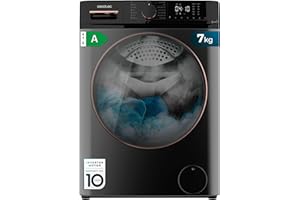 Cecotec Frontlader-Waschmaschine 7 kg Bolero Dresscode 7610 Inverter Steel A. Frontlader Steel mit 7 kg Kapazität, 1400 U/min, Klasse A, Dampffunktion, Inverter Plus Motor, 15 Programme