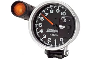 AUTO METER 233904 Autogage Monster Shift-Lite Tachometer Black dial/Silver bezel, 5.000 in.
