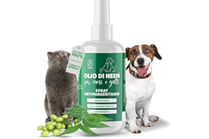 DBLABO Db Labo - Olio Di Neem per Cani 250ml - Spray Olio Neem Repellente per Cani Sgradito a Zecche, Pulci, Zanzare e Insetti - Azione Naturale con Aroma Piacevole abbinabile a Repellente Antipulci