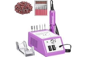 JIASHENG Professional Nail Drill, 20000rpm Electric Nail File, Portable Electric Manicure Drill for Acrylic Nail Gel Nails Drill Kit for Beauty Salon and Home Use(Purple)