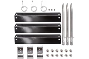 Criditpid Piezas de parrilla para modelos de parrilla Chargriller 5050, 5650, 3001, 3030, 5072, 3008, 4000, 5252, 5050, placa de calor de acero de porcelana, tubo de quemador, soporte de suspensión,