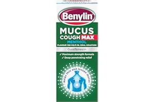 Benylin Mucus Cough Max Menthol Flavour, Helps to Clear Chest Mucus from Day 1, Cough Medicine for Adults, 100 mg/5 ml Oral Solution, 150 ml