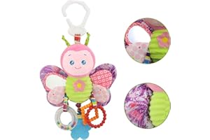 GUTSBOX Dreamsbox Peluche Bébé à Clip pour Berceau ou Poussette Jouet d'Éveil Bébé, Jouet Éducatif de 0 à 24 Mois (Papillon)