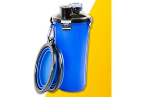 PawPride Dog Water Bottle - 2 in 1 Portable Food Bottle, Dog Water Bottles for Walking with 2 Collapsible Bowls, Leakproof Travel for Camping, Hiking, 2 Compartments