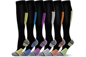 LEOSTEP 20-30mmHg Compression Socks for Men & Women (6 Pairs) - Long Support Stockings for Running, Cycling, Nursing, Travel & Hiking