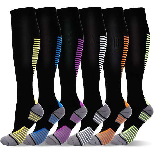 Chaussettes De Compression Pour Femmes Essentials - 6 Paires, Respirantes, Rembourrées, Mélange Coton/poly