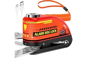 ZEXMTE Motorbike Disc Lock with Alarm, Rechargeable 120dB Anti-Theft Alarm with 5.9 FT Reminder Cable, Heavy-duty Motorcycles Locks Waterproof Disc Lock for Motorcycle, Bike, Scooter, E-Bike