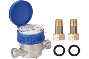 Contador de Agua Fría KKnoon 15mm 1/2 "Medidor de Agua Inteligente Hogar Tipo Rotor Mecánico Agua Fría Medidor Puntero Pantalla Digital Combinación Medidores de Agua