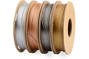 Metallic PLA Filament 1.75 mm Combi Pack, TINMORRY 3D Printer Filament Bundle, 250 g x 4 Spools, Rose Gold + Silver + Space Grey + Metallic Brown