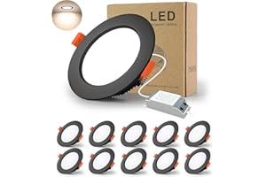 Spot Led Encastrable Noir Extra Plat,BAGZY 10 Pack 9W 900LM = 90W incandescence, IP44, Blanc Naturel 4000K, AC 220-240V,Découpe 90-100mm,Rond plafond encastré Pour salle de bain,Cuisine,Salon,Couloir