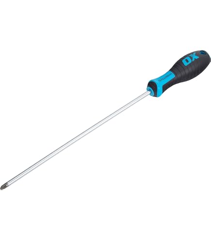 Tournevis TOTAL PH3 X 200mm - Acier S2, Pointe Aimantée, Manche Bleu Confortable