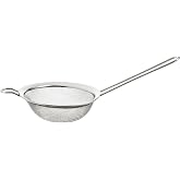 FACKELMANN Food &amp; More Kitchen Strainer Stainless Steel, Fine Mesh, Sieve Strainer, Flat Edge 10 cm, Stainless Steel Handle,