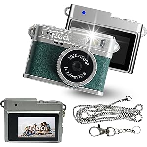 Mini Digital Camera with Filter Modes, 1080p FHD Video, Flashlight & Keychain | Portable Cute Vlogging Camera for Travel, Gifts & Fun, Viral Camera (Dark Green)